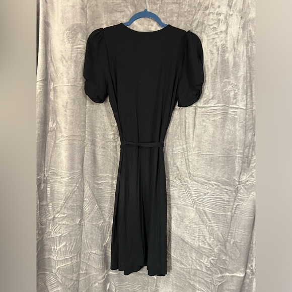 Boden Black Rouched Sleeve Tie Wast Jersey Viscose Dress size 6R - Picture 3 of 3